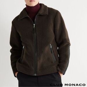 Club Monaco **NWT** Long-Sleeve Zip-Front Faux Sherpa Jacket in Chocolate Brown